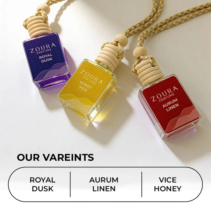 Zoura Signature Hanging Car Perfume – Car Fragrance Combo Pack of 3