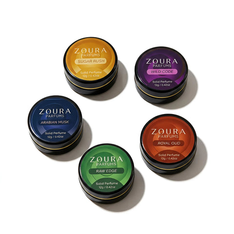Zoura Solid Perfume Prestige Collection – 5 Signature Scents