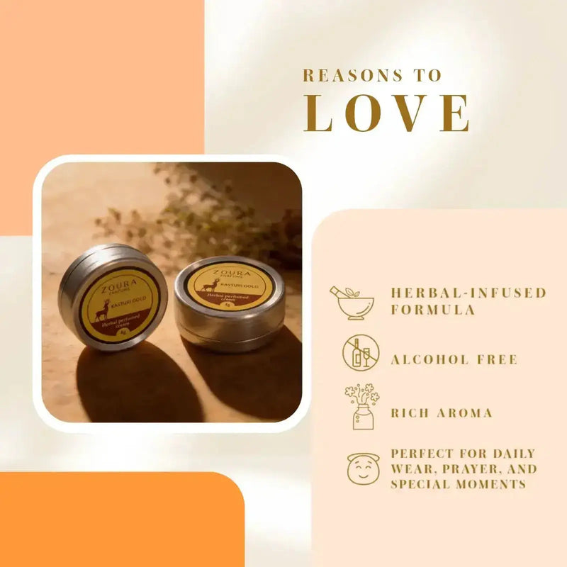 Kasturi Gold Herbal Long Last Perfumed Cream For Body (4g) ZOURA
