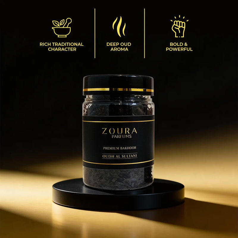 Oudh Al Sultani Bakhoor Kit – Premium Oud with Wooden Burner & Charcoal Rings