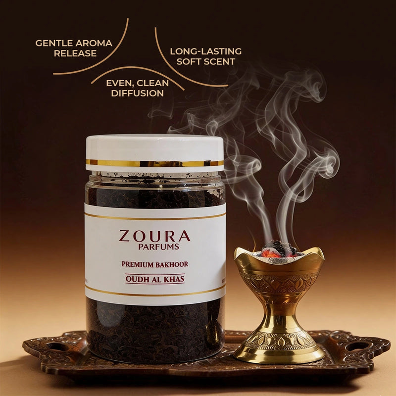 Oudh Al Khas Bakhoor Kit – Smooth Oud with Wooden Burner &  Charcoal Rings