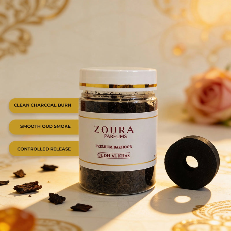 Oudh Al Khas Bakhoor Kit – Smooth Oud with Wooden Burner &  Charcoal Rings