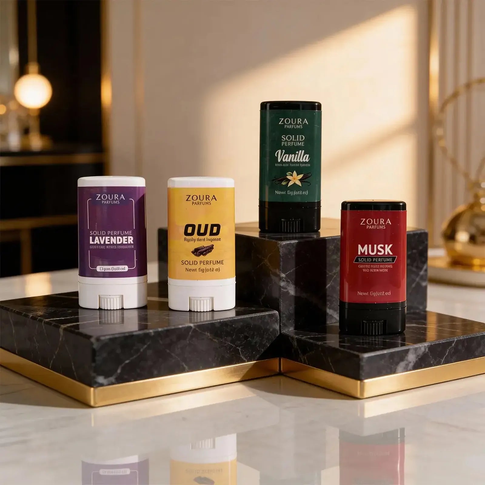 ZOURA Solid Perfume Stick Set of 4 | Alcohol-Free & Long-Lasting