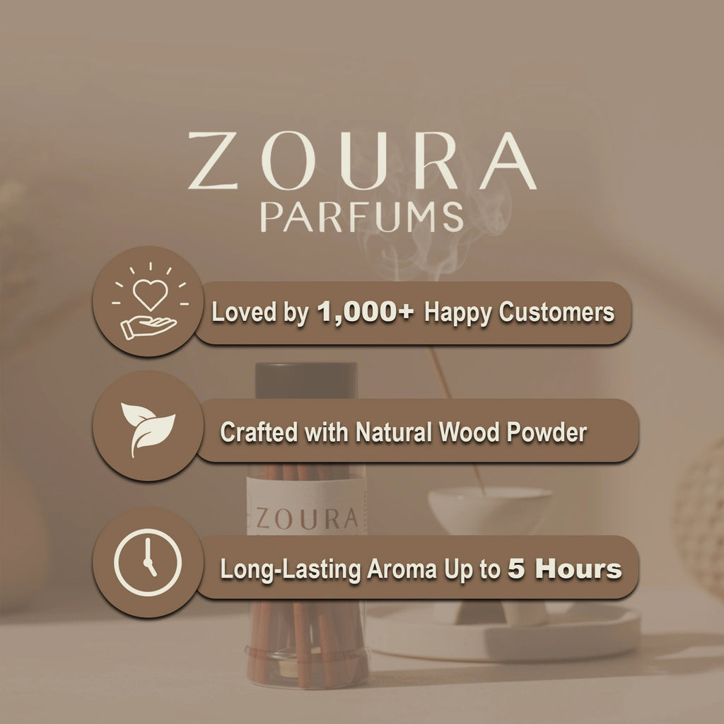 ZOURA Premium Bakhoor Sticks — Oud · Amber · Jasmine