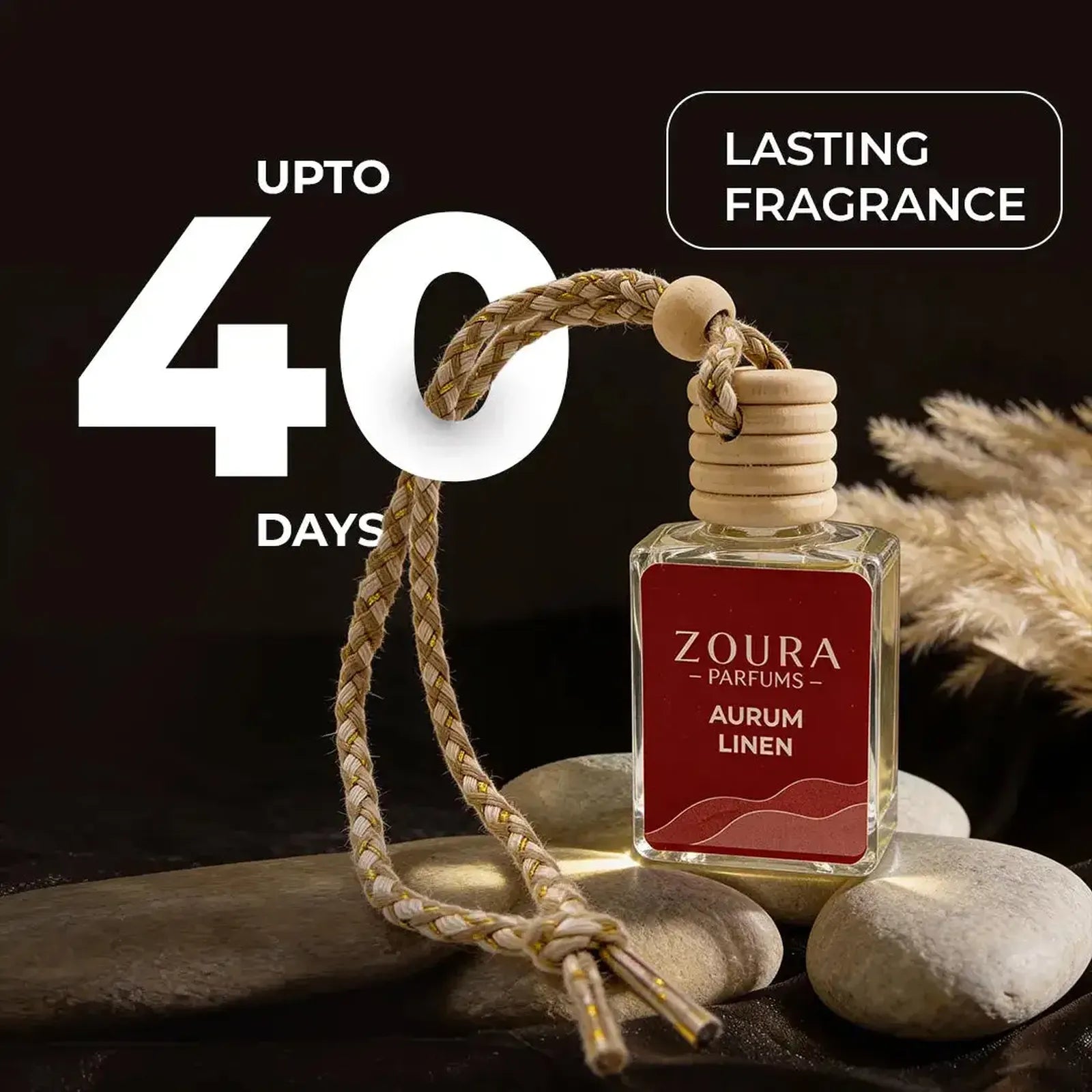 Zoura Aurum Linen Hanging Car Fragrance | Luxury Car Air Freshener