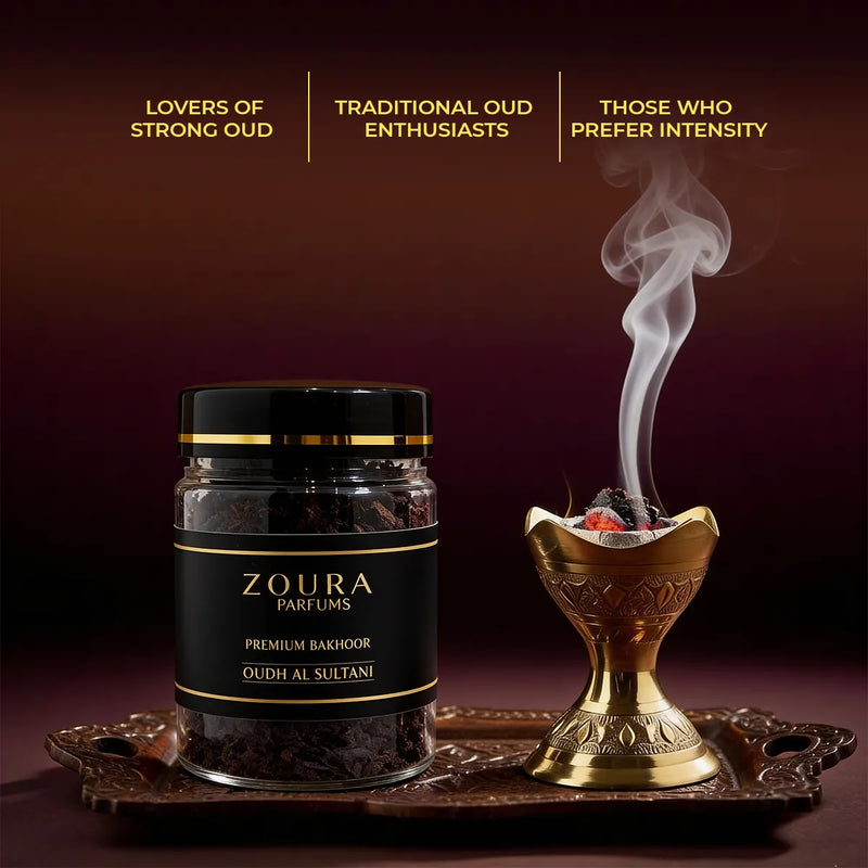 Oudh Al Sultani Bakhoor Kit – Premium Oud with Wooden Burner & Charcoal Rings