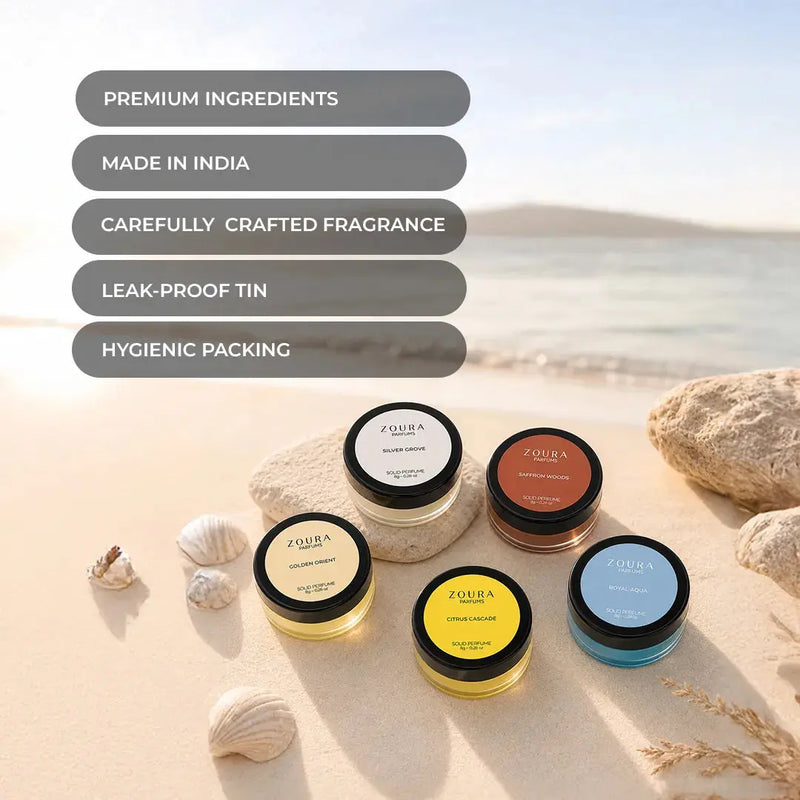 Everyday Solid Perfume Set of 5 Premium Signature Scents ZOURA
