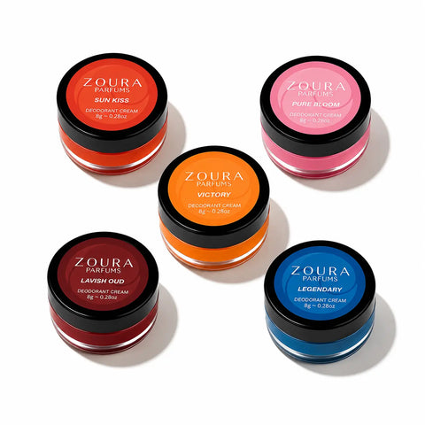 Zoura Discovery Deo Cream Collection – 5 Piece Long Lasting Deodorant Cream Combo