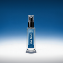 Zoura Parfums 'vibe candy' perfume bottle on a blue gradient background