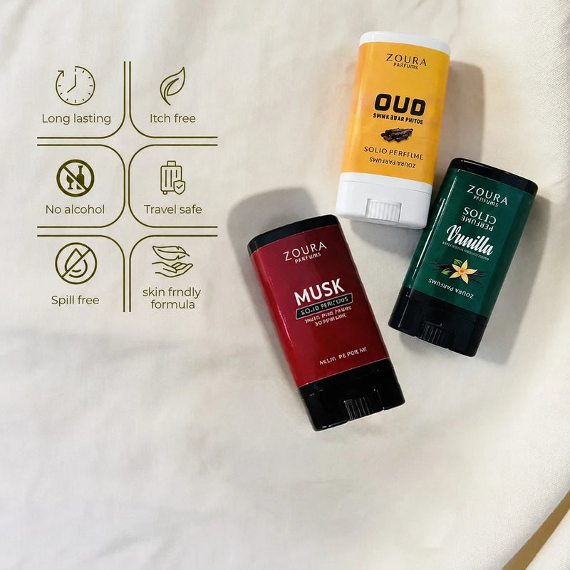 Classic Solid Perfume Stick Collection – Oud, Vanilla & Musk ZOURA