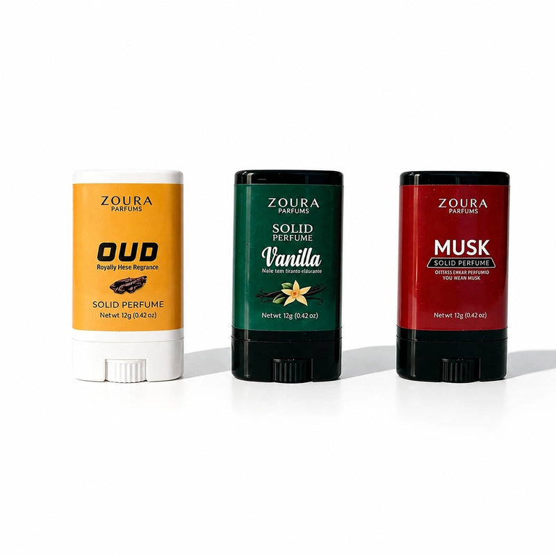 Classic Solid Perfume Stick Collection – Oud, Vanilla & Musk ZOURA