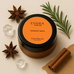Zoura Midnight Spice Solid Perfume with cinnamon, star anise and rosemary