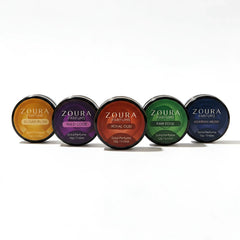 Zoura Parfums Prestige Solid Perfume Collection lineup on white