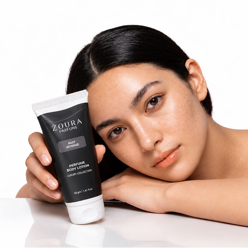 Nuit Intense perfume body lotion 50g by Zoura with Apple, Cinnamon, Wild Lavender and Bergamot fragrance notes