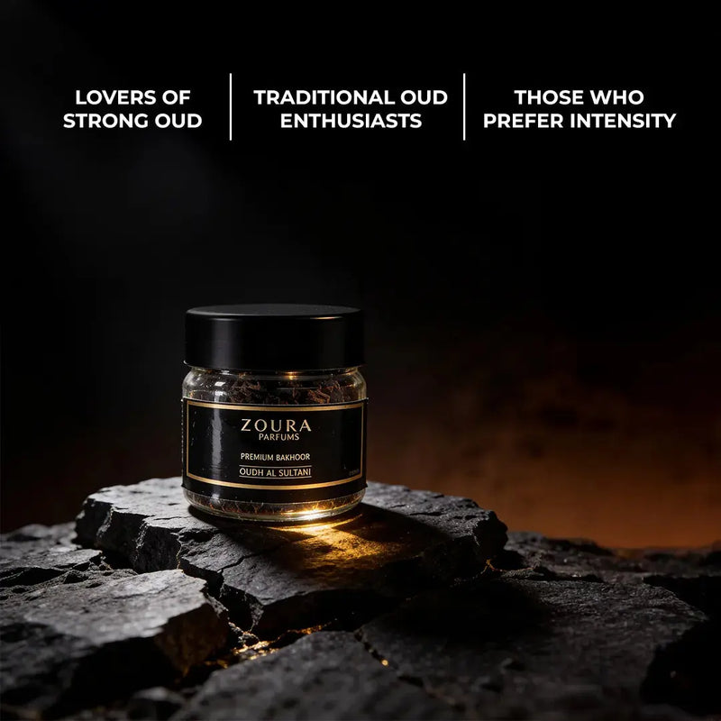 Oud bakhoor chips Oudh Al Sultani by Zoura Parfums for lovers of strong oud, traditional oud enthusiasts