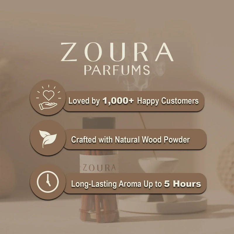 Zoura Signature Bakhoor Trio-Oud,Floral&Amber Premium Incense Stick Set