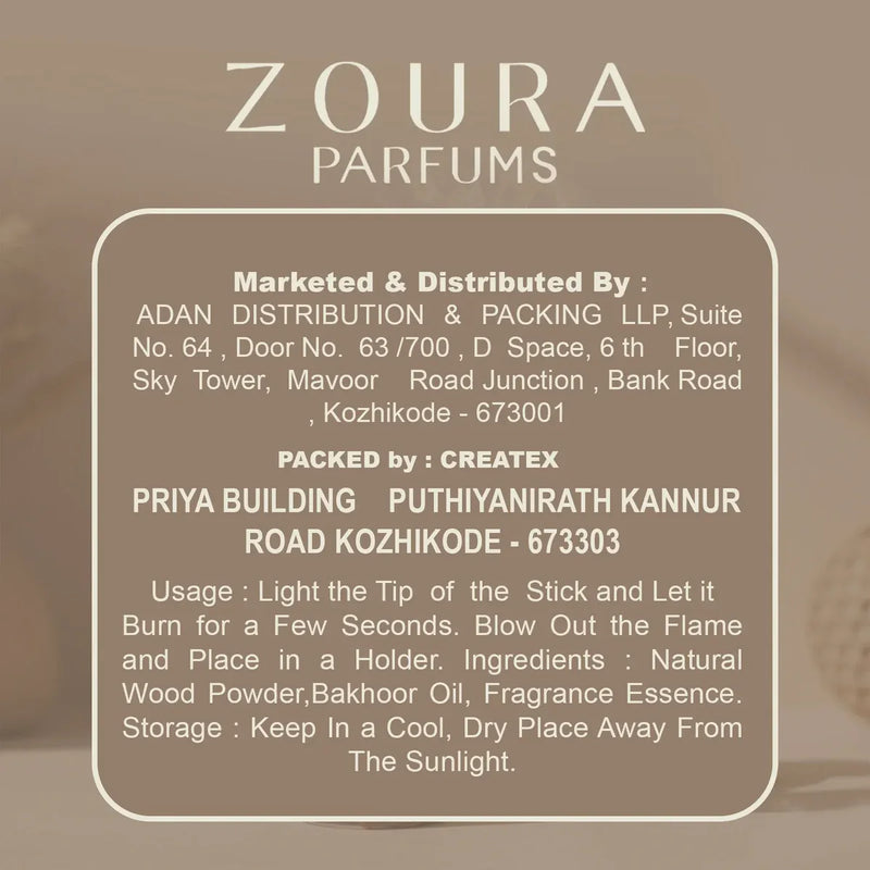 Zoura Signature Bakhoor Trio-Oud,Floral&Amber Premium Incense Stick Set