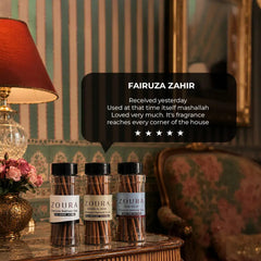 Signature Bakhoor Trio – Premium Incense Sticks Set, 5-Star Customer Review by Fairuza Zahir on Vintage Table