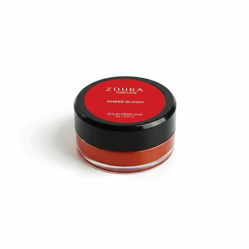 Zoura Parfums Amber Bloom Unisex Solid Perfume jar, non-alcoholic solid fragrance