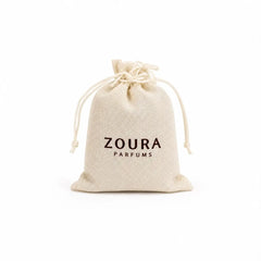 Zoura Parfums drawstring pouch for storing attar, perfume bottles, and gifting