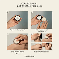 How to apply Zoura Unisex Solid Perfume: swipe and dab on pulse points