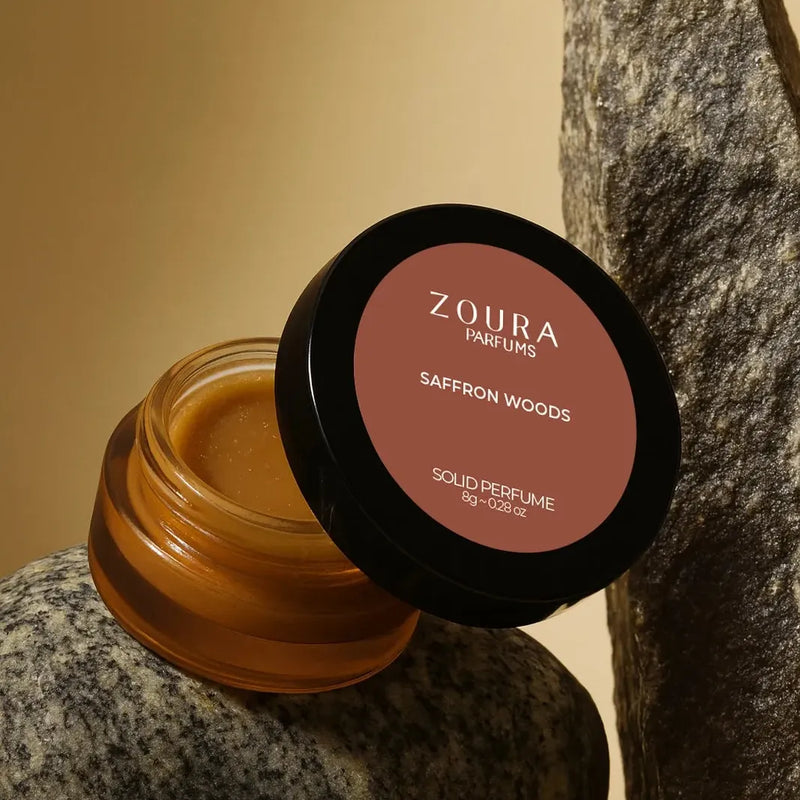 Saffron Woods Solid Perfume | Oriental-Woody Unisex Fragrance – ZOURA