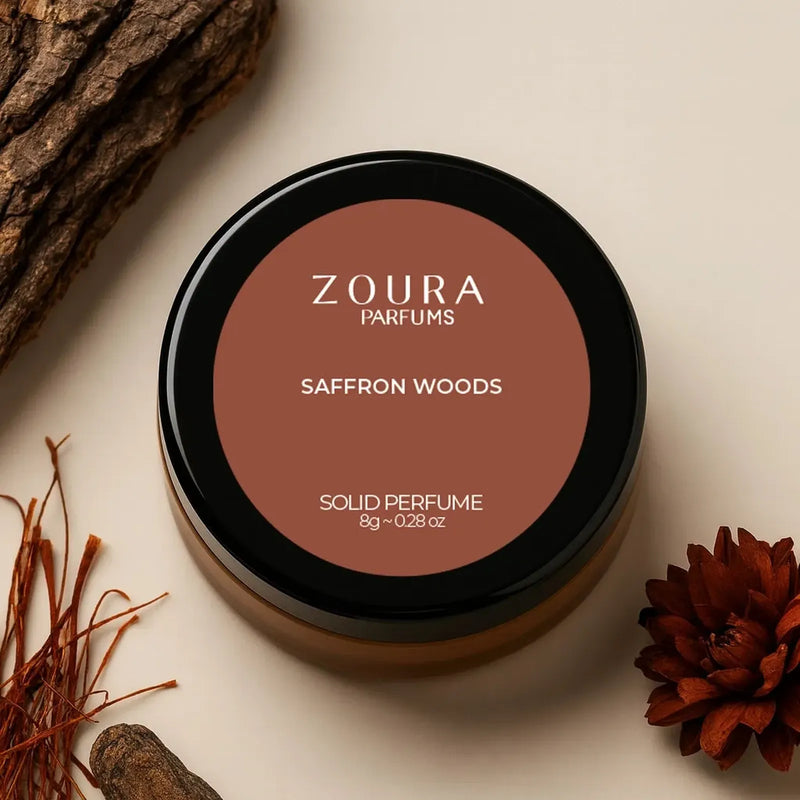 Zohoor Alreef の Safran OUD 香水 100ml Saffron Woods Solid Perfume | Oriental-Woody Unisex Fragrance – ZOURA